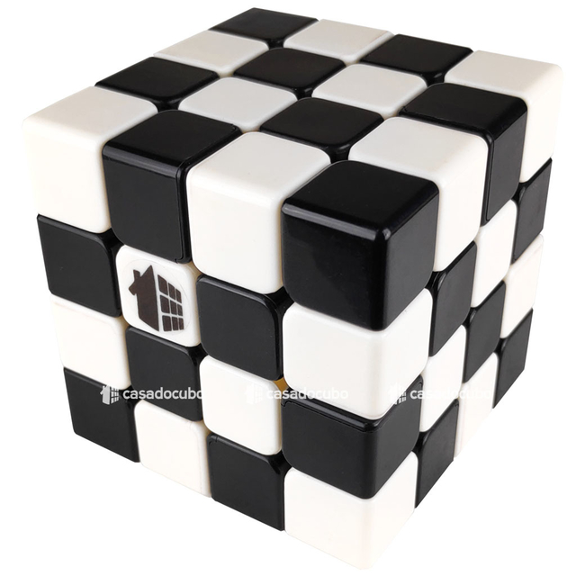 Cubo Mágico 4x4x4 Melquiades Xadrez Preto e Branco Chess Casa do Cubo