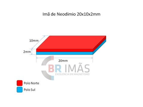 Imã Neodímio N35 20x10x2mm - Bloco na internet