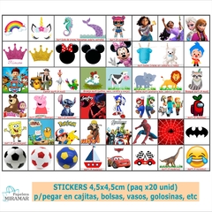 Stickers Personajes 4,5 x 4,5 cm - paq x 20 unid - comprar online
