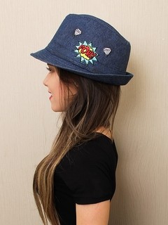 Chapéu Fedora Jeans Patches