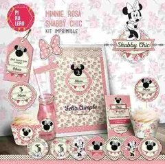 Kit Imprimible Minnie Shabby Chic Rosa