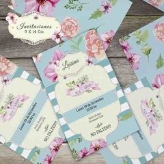 Imagen de Kit imprimible Shabby chic Acqua rayas y flores