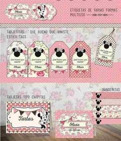 Kit Imprimible Minnie Shabby Chic Rosa - comprar online