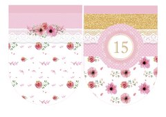 Kit imprimible Shabby Chic Rosa, Blanco y Dorado - comprar online