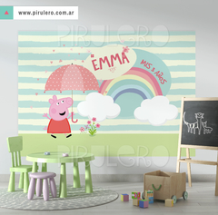 Banner Imprimible Peppa Pig, lluvia de amor