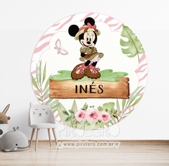 Banner Imprimible Circular Minnie Safari mod. 1