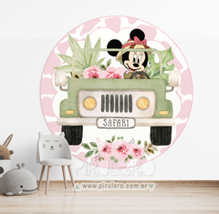 Banner Imprimible Circular Minnie Safari Jeep sin nombre