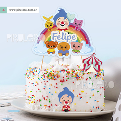 Cake topper Plim Plim y Arcoiris celeste