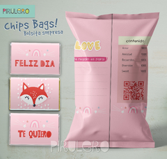 Chip Bags Modelo zorro rosa + etiqueta chocolatines en internet