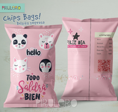 Chip Bags Modelo animalitos rosa + etiqueta chocolatines - comprar online