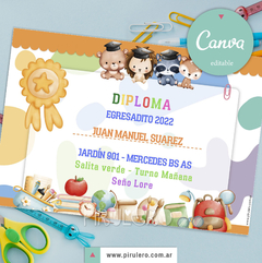 Diploma imprimible Egresaditos Animalitos_Canva editable