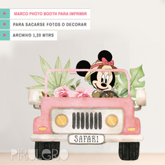 Banner Imprimible Minnie Safari Jeep Rosa Figura Para Imrimir
