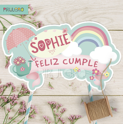 Cake topper Lluvia de amor y arcoiris