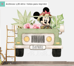 Banner Imprimible Minnie Safari Jeep Figura Para Imrimir