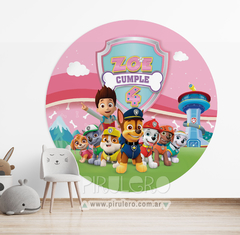 Banner Imprimible circular Patrulla canina ROSA - Paw Patrol