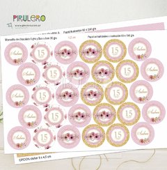 Kit imprimible Shabby Chic Rosa, Blanco y Dorado - comprar online