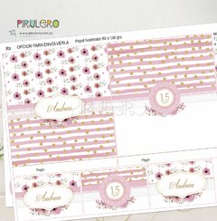 Kit imprimible Shabby Chic Rosa, Blanco y Dorado en internet