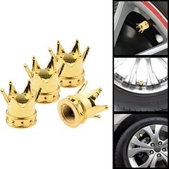 Tampa Bico Valvula Pneu Coroa Tunning dourado 4 PEças - comprar online