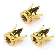 Tampa Bico Valvula Pneu Coroa Tunning dourado 4 PEças - Turbo World Parts