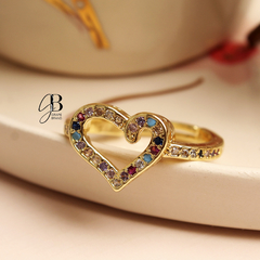 AN 176 - Anillo corazon circonias de colores - comprar online