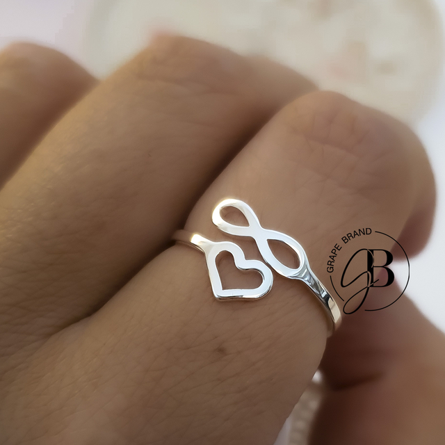 AN 427 Anillo corazon infinito ACERO BLANCO