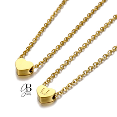 CO 203 - Collar dorado corazon pequeño con inicial - tienda online