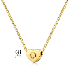 CO 203 - Collar dorado corazon pequeño con inicial - tienda online