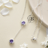 CO 322 - Collar dijes cristal violeta (ACERO BLANCO)