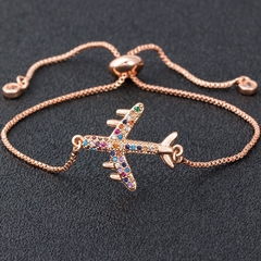 PU 298 - Pulsera regulable avion circonias colores - comprar online