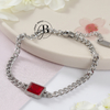 PU 771 - Pulsera dije cuadrado ROJO (ACERO QUIRURGICO)