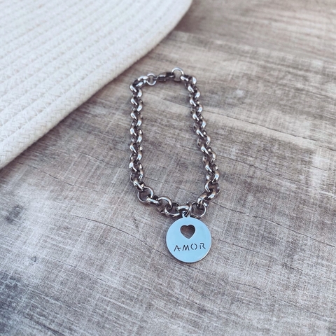 Pulsera Chapita Corazón Amor - Acero quirúrgico P9 - comprar online