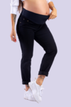 Calça Gestante Jeans Cetim - Skinny Black