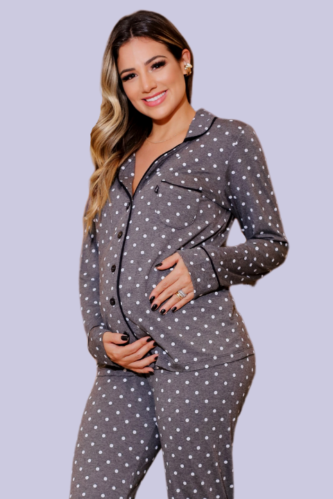Irdcomps Pijama de amamentação para mulher inverno algodão grávidas mulher  maternidade conjunto longo pijama de hospital para Premamá S-XL, Estilo A -  Cinzento escuro : : Moda