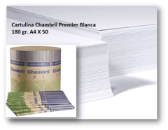 Cartulina Chambril Premier Blanca 180 gr. A4 X 50 hojas.