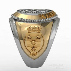 Anel de medicina da escola naval em ouro (750) 18k com prata de lei 950 - loja online
