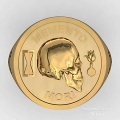 Anel memento mori em ouro (750) 18k