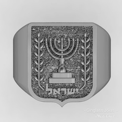 Anel brasão de armas de israel em prata de lei - comprar online