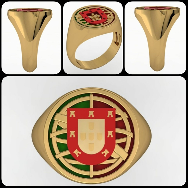 Anel Brasão de Armas de Portugal em Ouro 18k
