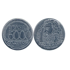 MOEDA BRAZIL ANO 1992 5000 CRUZEIROS 200 ANOS DE TIRADENTES - comprar online