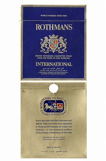 CARTEIRA VAZIA ROTHMANS FINEST EXPORT ROTHMANS OF PALL MALL ENGLAND