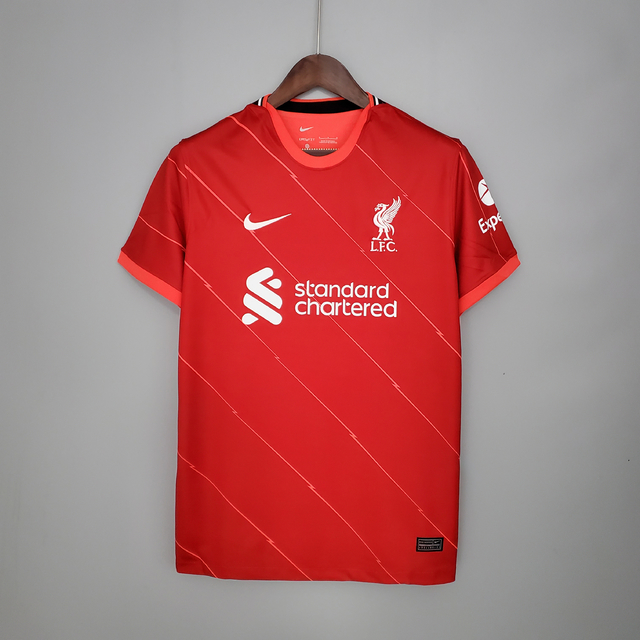 Camisa Liverpool Home 21/22 s/n° Torcedor Nike Masculina - Vermelho e Bege