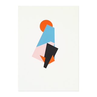 Laura Saint-Agne. Naranja, celeste, rosa y negro, 100 x 70 cm