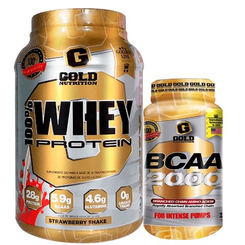 WHEY PROTEIN 2 Lbs + BCAA 2000 120 Caps - GOLD NUTRITION