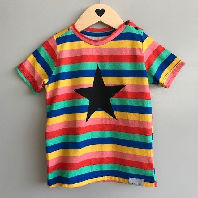 Camiseta Listrada Infantil Novo Arco Íris - CANTAROLA