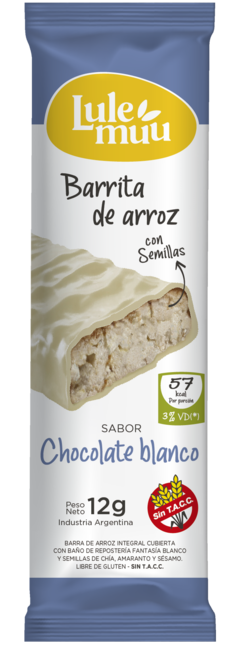 BARRA DE ARROZ LULEMUU CHOCOLATE BLANCO (SIN TACC) - CAJA X 20 UNIDADES - - comprar online