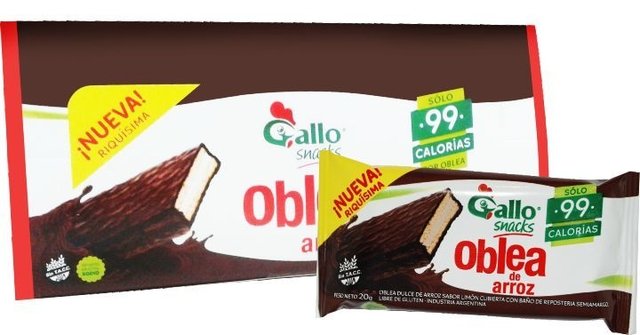 Gallo Oblea de Arroz Bañada en Chocolate Sin TACC x 20 Grs - Tienda Online  El Banquito