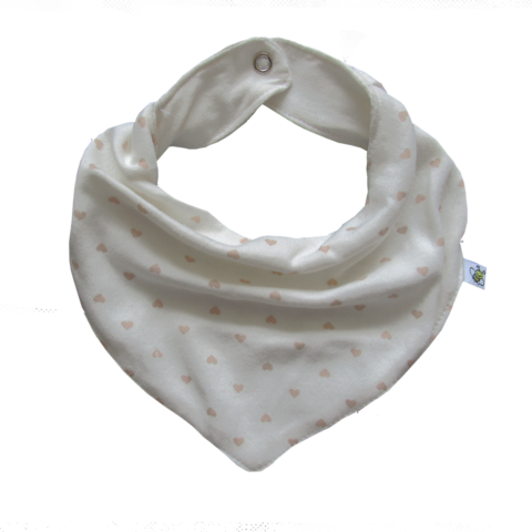 Babador Bandana Offwhite com Coração Bege