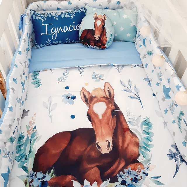 kit de cuna blanquearia para bebes sabanas infantiles caballo