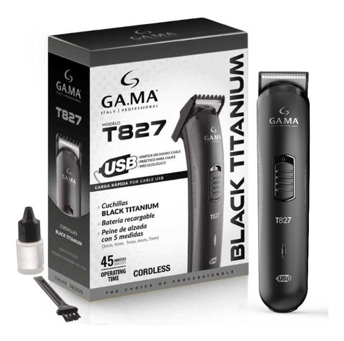 Cortadora De Pelo Gama T827 Black Titanium Carga Usb