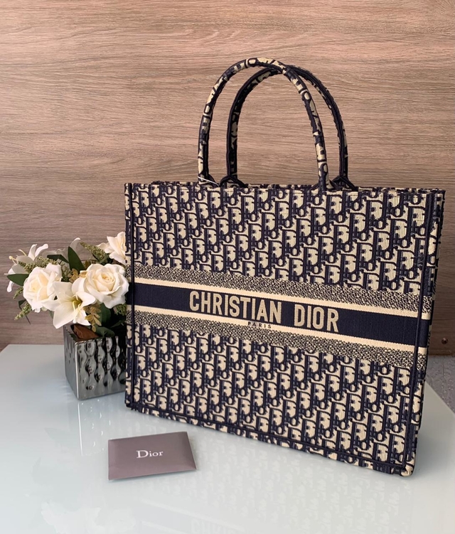 Bolsa Dior Book Tote Oblique Azul Italiana